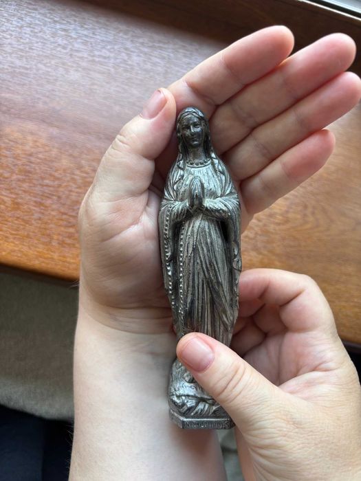Superbă statuetă Fecioara Maria de Lourdes/metal/h=15cm.