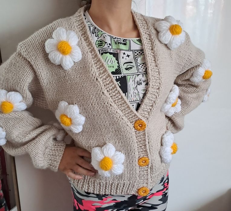 Cardigan cu flori mamă-fica