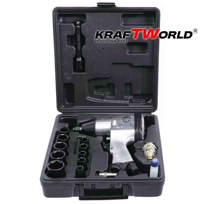 Пневматичен Гайковерт 1/2” 850нм комплект 17 части в куфар Kraf-Герман