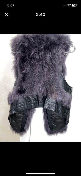 Кожен елек с естествен пух