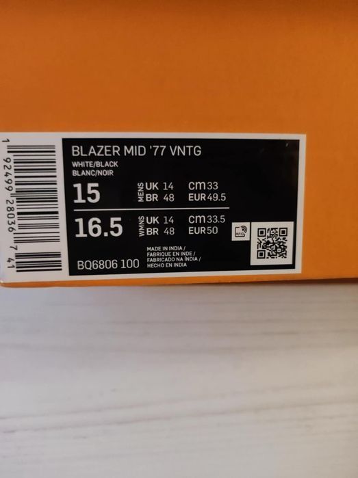 Nike Blazer Mid 77 VNTG номер 49.5