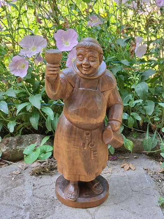 Красива Стара Дървена Фигура Монах