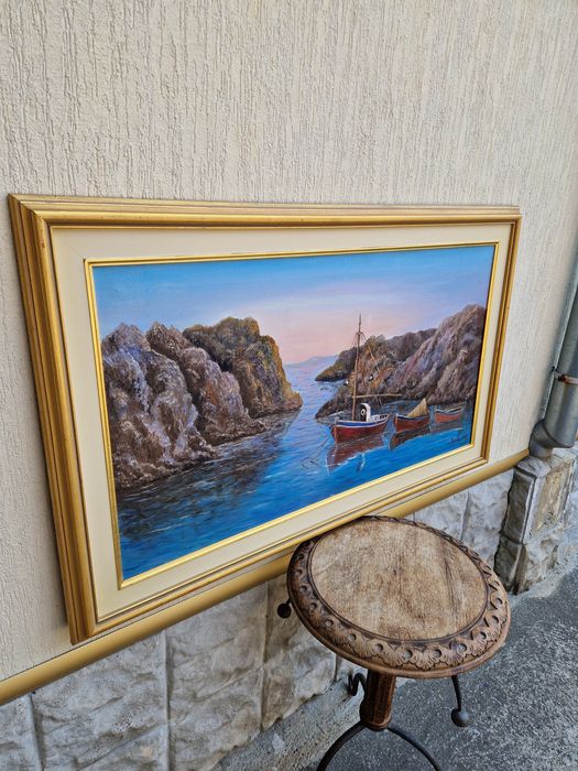 Превъзходна антикварна авторска картина масло върху платно