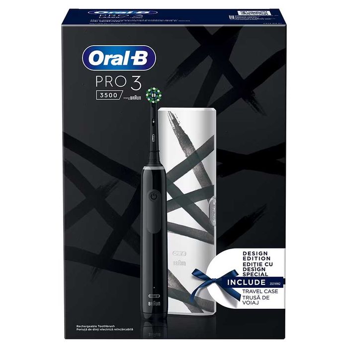 Periuta de dinti electrica Oral-B Pro 3 3500, Curatare 3D, Negru