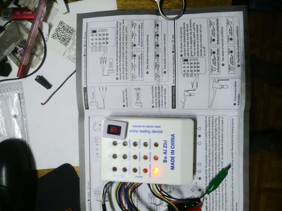 Тестер, прибор для проверки электроники электровелосипеда,  самоката