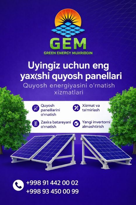 Quyosh panellari o’rnatish xizmati
