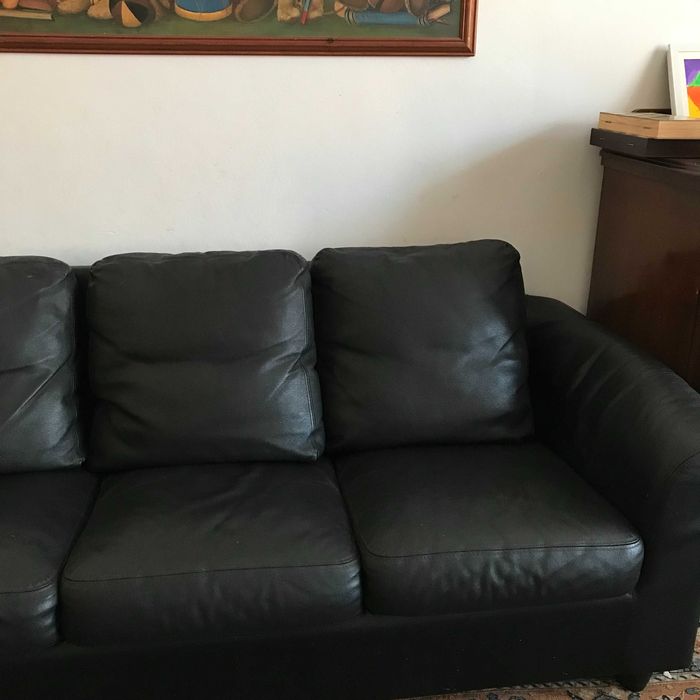 Set 2 canapele din piele neagra (ecologica)