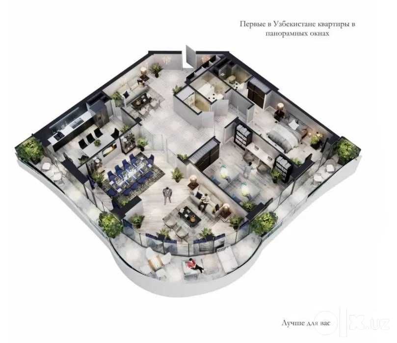 Usta Shirin 6 комнатная квартира коробка 191м2 кадастр есть
