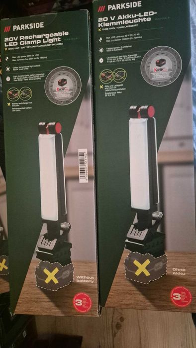 Parkside 20W акумулаторна работна LED лампа 20V, въртяща, гаранция