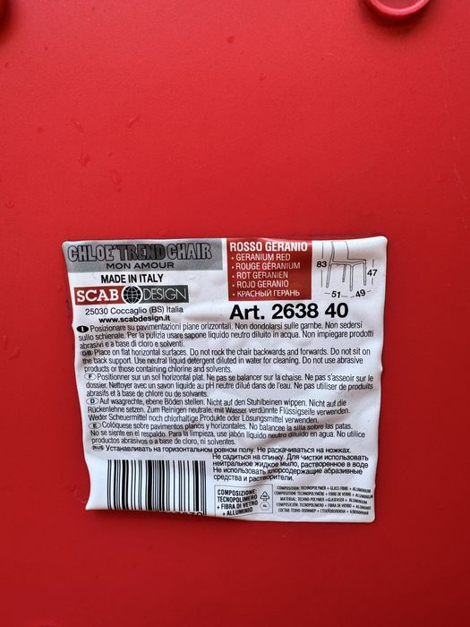 Vand scaun polipropilena rosu terasa horeca/gradina