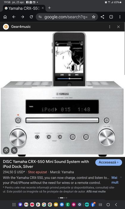 Yamaha CRX-550. Receiver cu cd, usb, radio RDS. Ca nou. Preț fix !