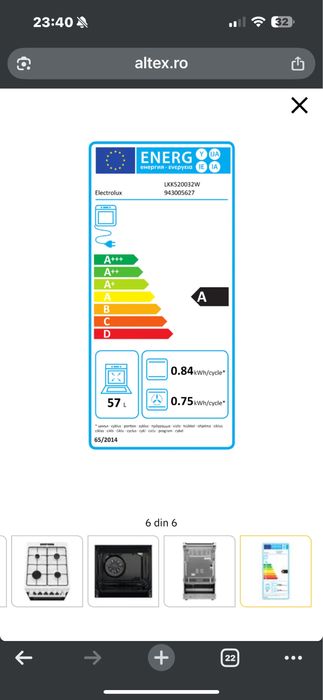 Aragaz MIXT Electrolux LKK520032W/4 Arzatoare/Cup electric/50CM/ClasaA