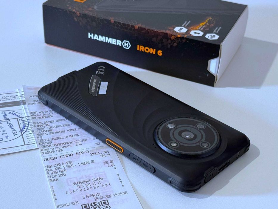 Бартер! НОВ! 24м.Гаранция! Hammer Iron 6 128/6GB Black (Черен) 6050 mAh
