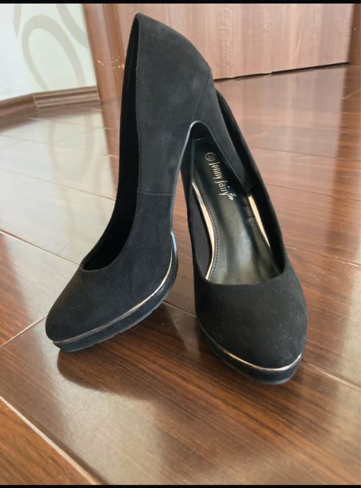 Pantofi cu toc 10 cm negrii