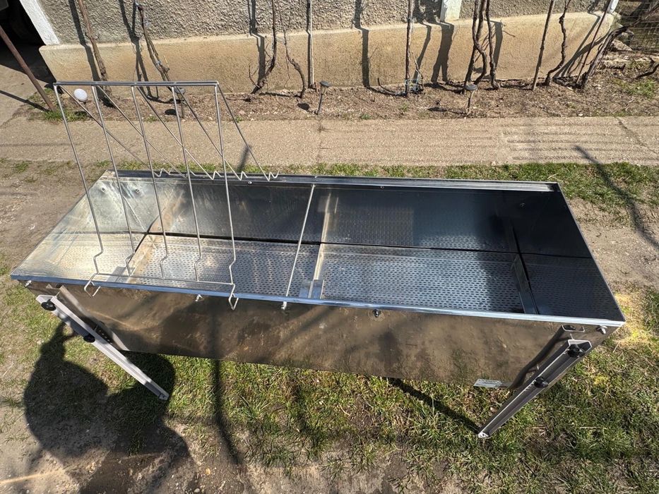 Banc de descapacit inox cu tăvi de depozitare și suport de rame