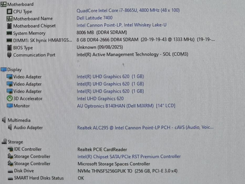 vand  laptop Diagnoza Del Latitude 7400.14"FH.i7.8Gb.Ssd Nvme 256 Gb