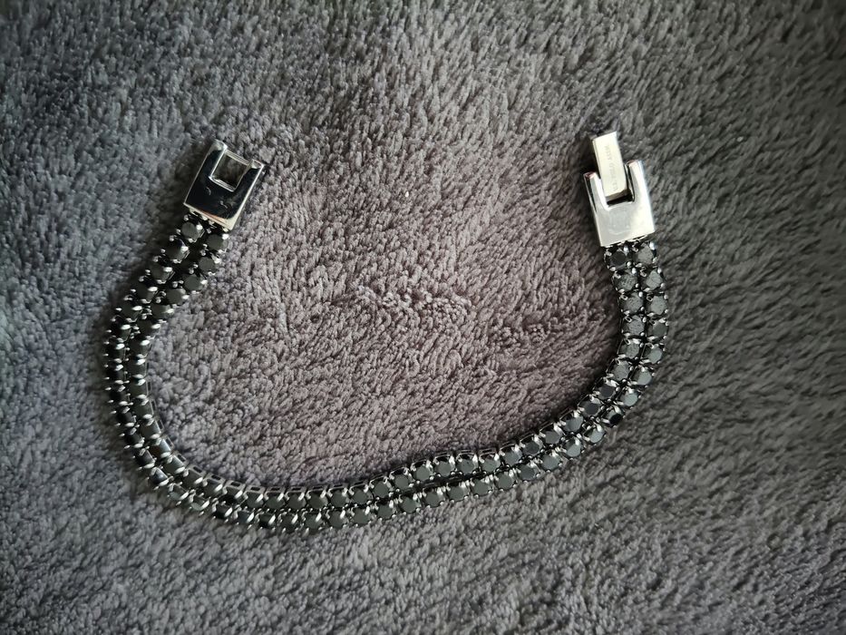 US Polo Assn bratara barbati otel inoxidabil cu strasuri negre 21 cm lungime in stare foarte buna
