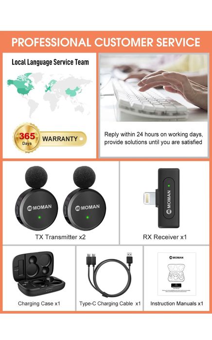 Безжичен микрофон. MOMAN. микрофон.TYPE C,IOS. Брошка. Подкаст. Видео.