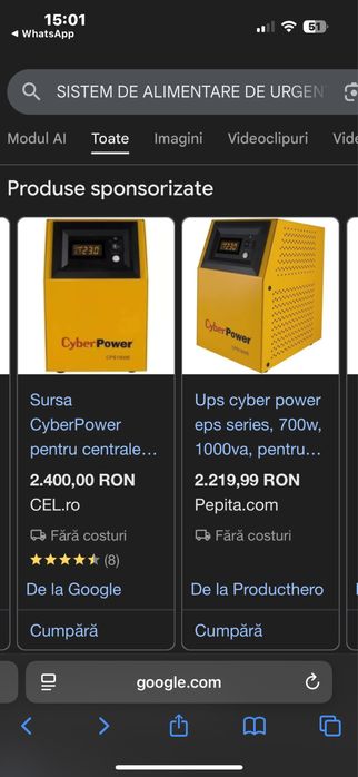 Sistem DE Alimentare DE URGENTA / Cyber Power