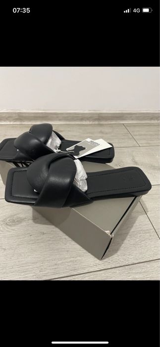 NOU H&M PREMIUM Papuci din piele naturala masura 40, noi cu eticheta