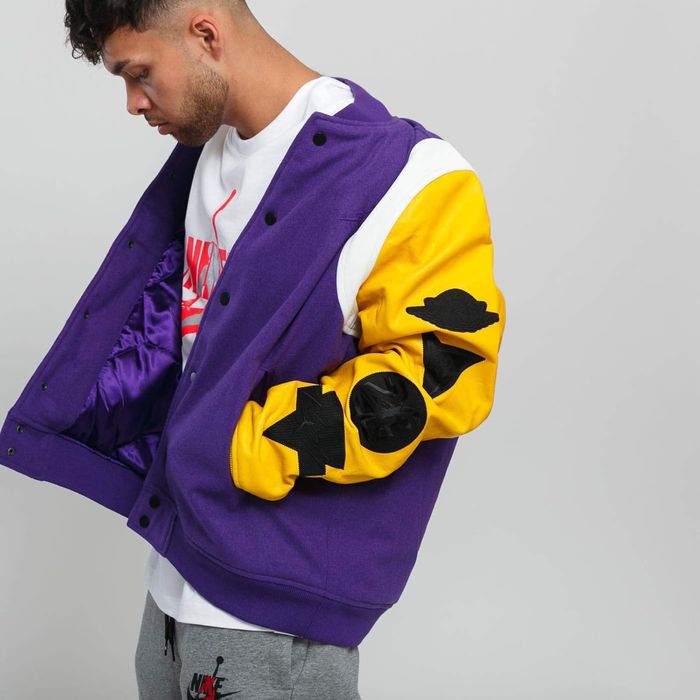 Geaca piele colegiu Jordan Varsity Dna Lakers marime S - M