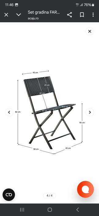 Set gradina FARUK, negru, ratan artificial/otel, cu masuta si 2 scaune