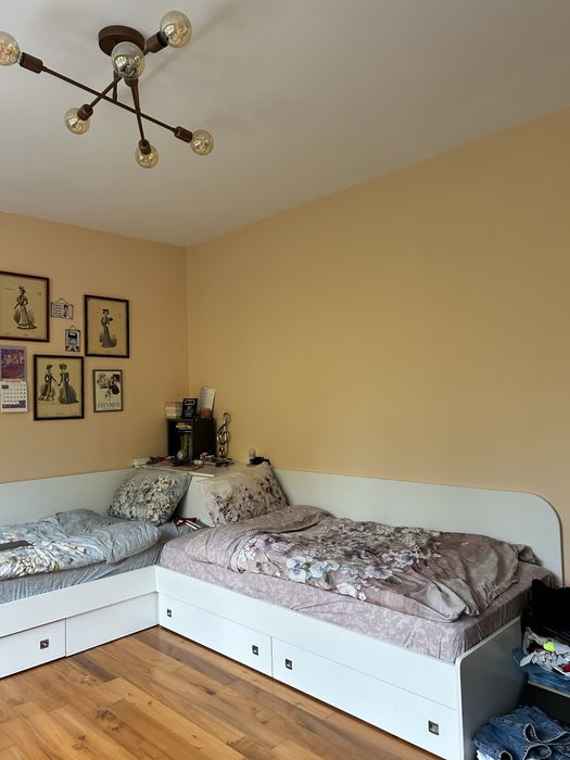 Комплект ъглови легла с ракла и шкафове + 2 матрака TED | (200/90)