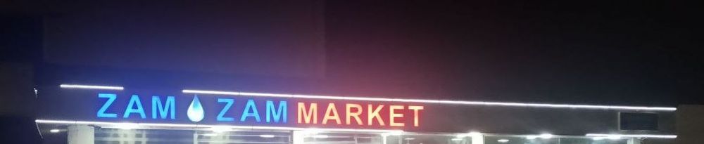 Marketga reklama "Zam Zam Market" yozilgan