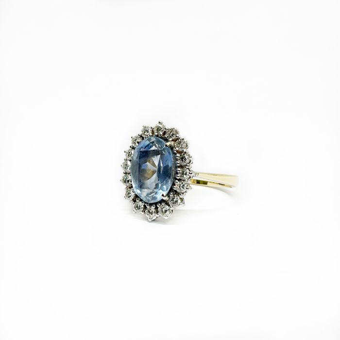 Inel din aur 18k cu safir si diamante naturale