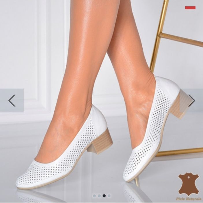 Бели обувки естествена кожа