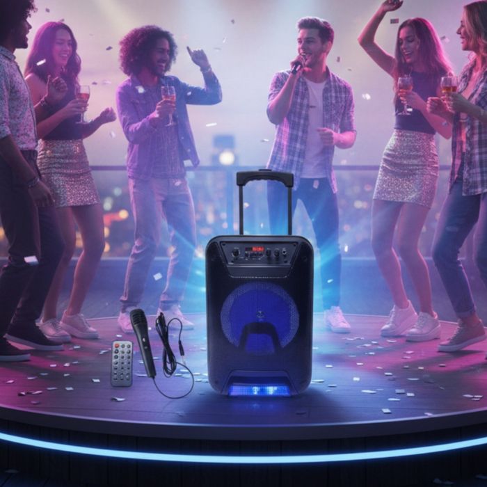 Преносима караоке тонколона- говорител, лед светлина,