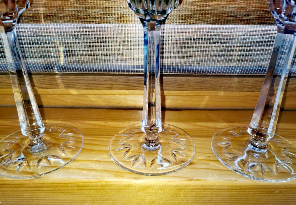 Кристални чаши VAL SAINT-LAMBERT 3 ЧАШИ ЗА ВИНО ROEMER Saarlouis 1930г