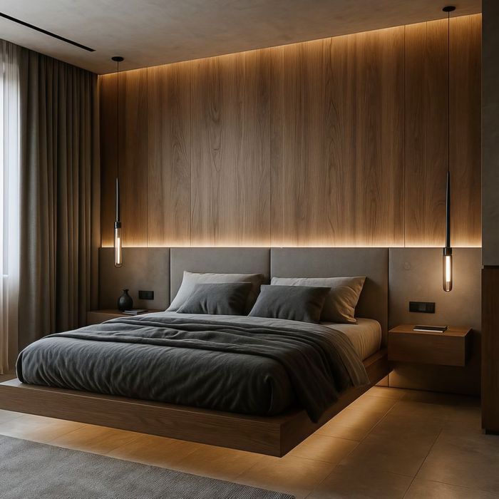 Кровать двуспальная hi-tech, Матрас, Современная Кровать хайтек