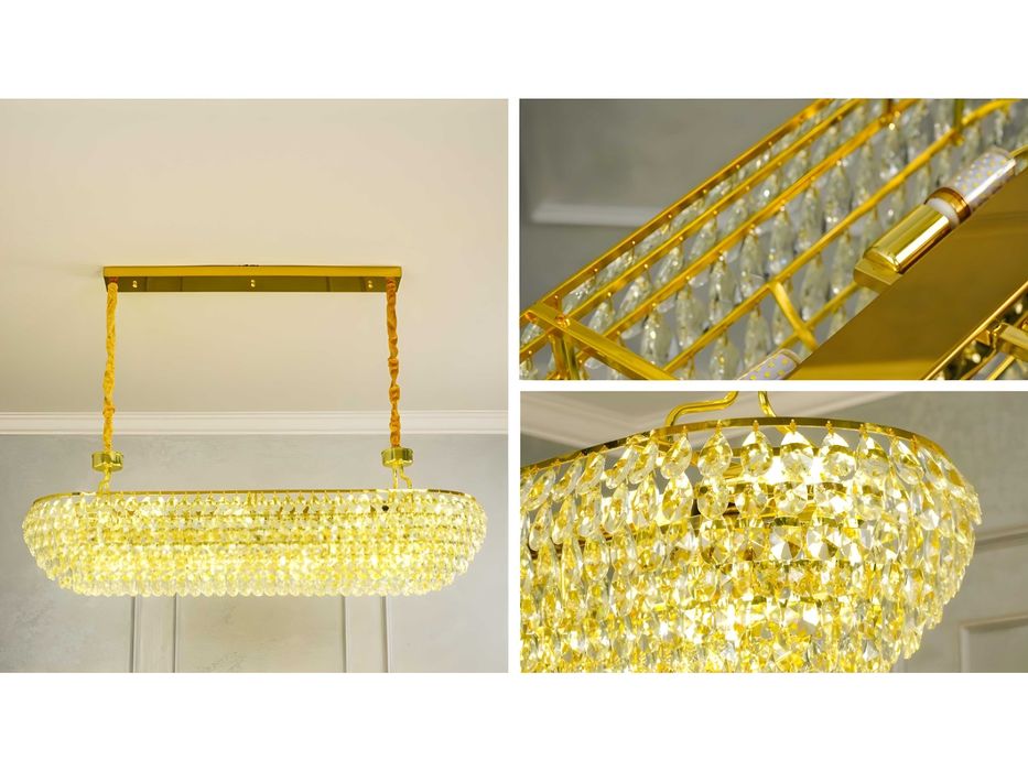 Люстра подвесная, хрустальная, с регулировкой высоты, круг и овал, Е14