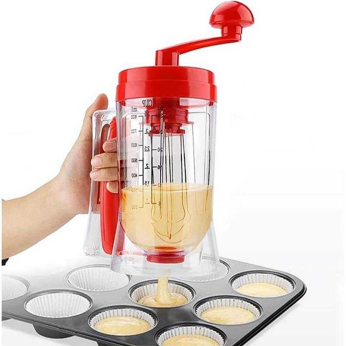 Ръчна машина за палачинки и мъфини с диспенсър и дръжка за миксер