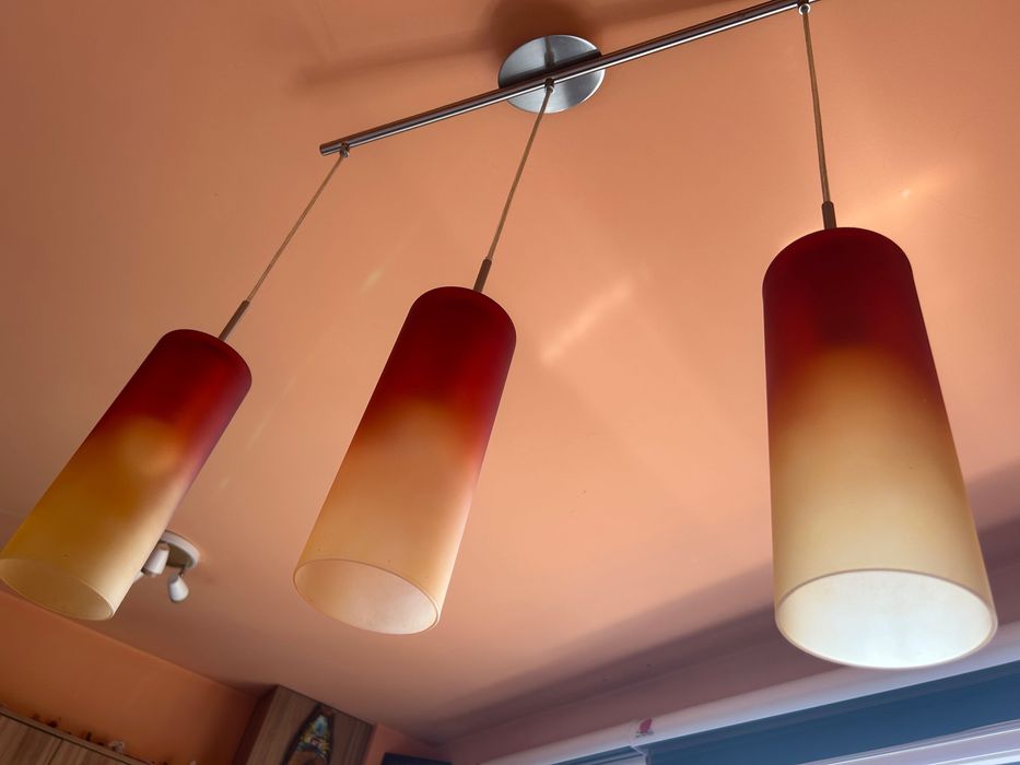 Осветително тяло, Полилей  Eglo TROY Стъкло Червено/Оранжево