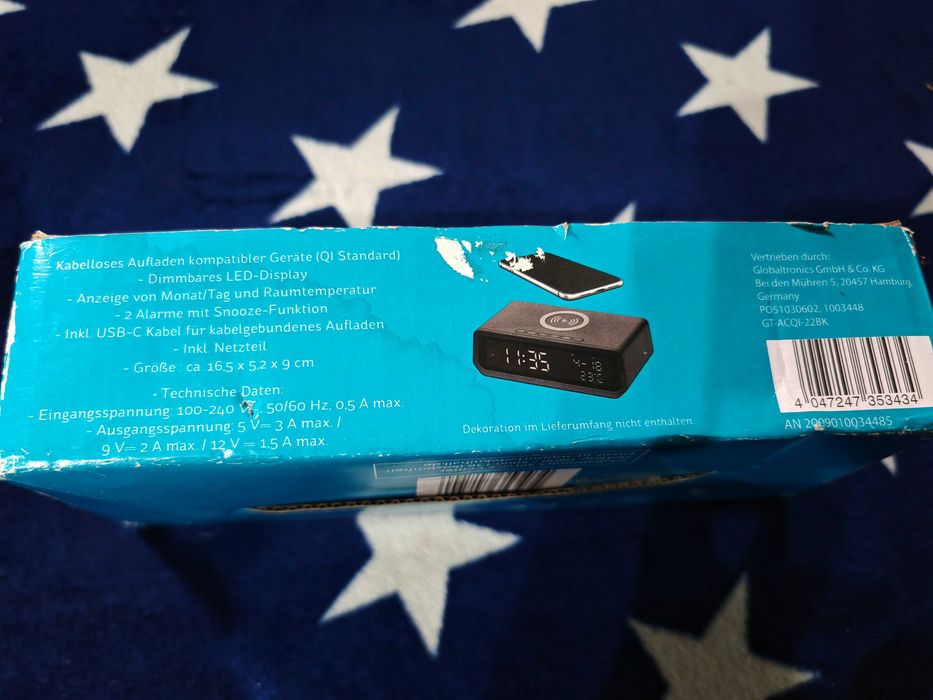 Ceas alarma termometru incarcator wireless krontaler GT-ACQI-22BK