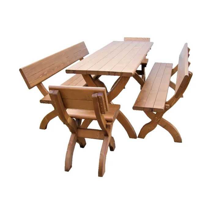 set gradina cu masa fixa, 2 banci si 2 scaune