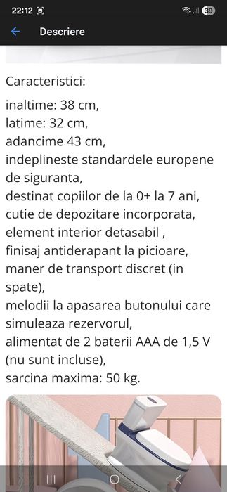 Olita copii in forma de wc .