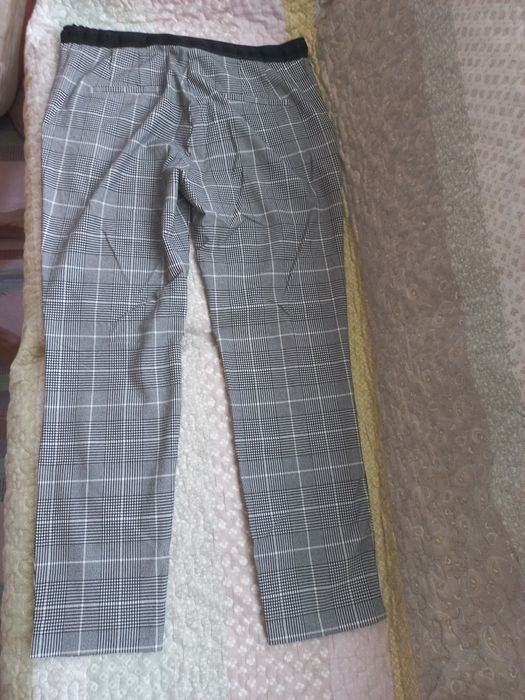 Кариран панталон Zara – сив, елегантен / Размер L