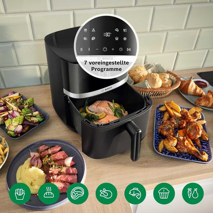 Фритюрник с горещ въздух BOSCH MAF462B0, 6,1 литра, 2050W, 7 програми