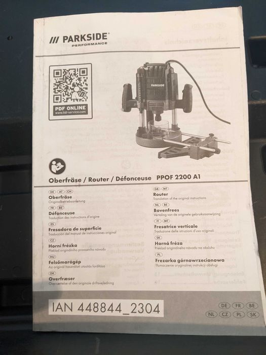 Нова 2200W Parkside Performance Оберфреза за Дърво Обработка Фрезоване Шлайф Рязане