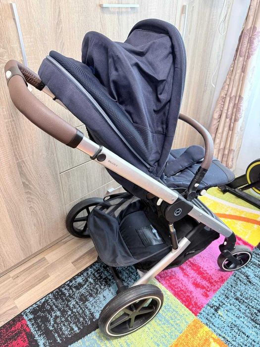 Cărucior 2 în 1 Cybex Balios S - Albastru (Stare excelentă + 2 pelerine de ploaie incluse)