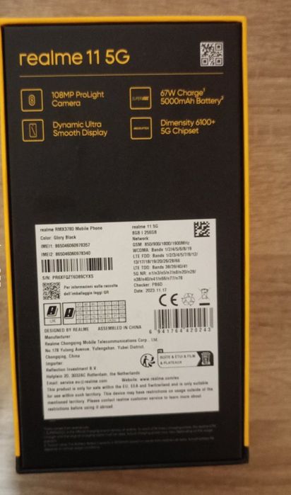 Realme 11 5G, 256GB, 8GB RAM, Dual-SIM, Black

О