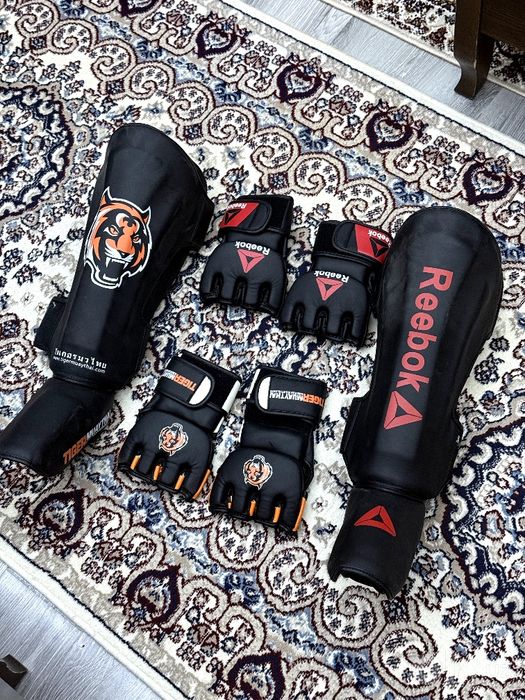 защита голени и стопы + перчатки MMA