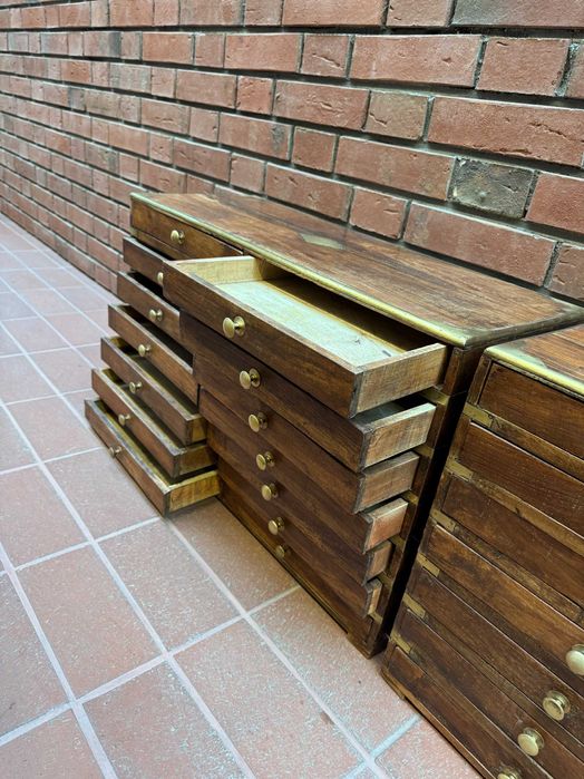 Антикварни шкафове с чекмеджета, 2 бр., тиково дърво, 19 век