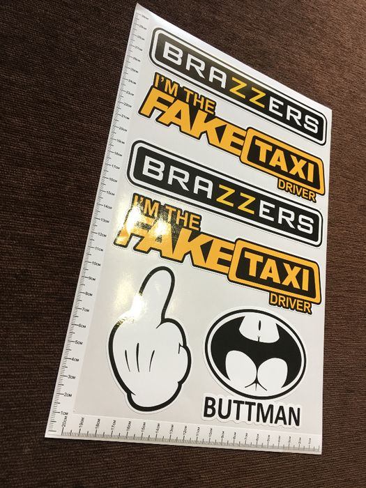 Стикери BrazzerS, Mickey, Fake Taxi, Buttman PVC фолио лист А4