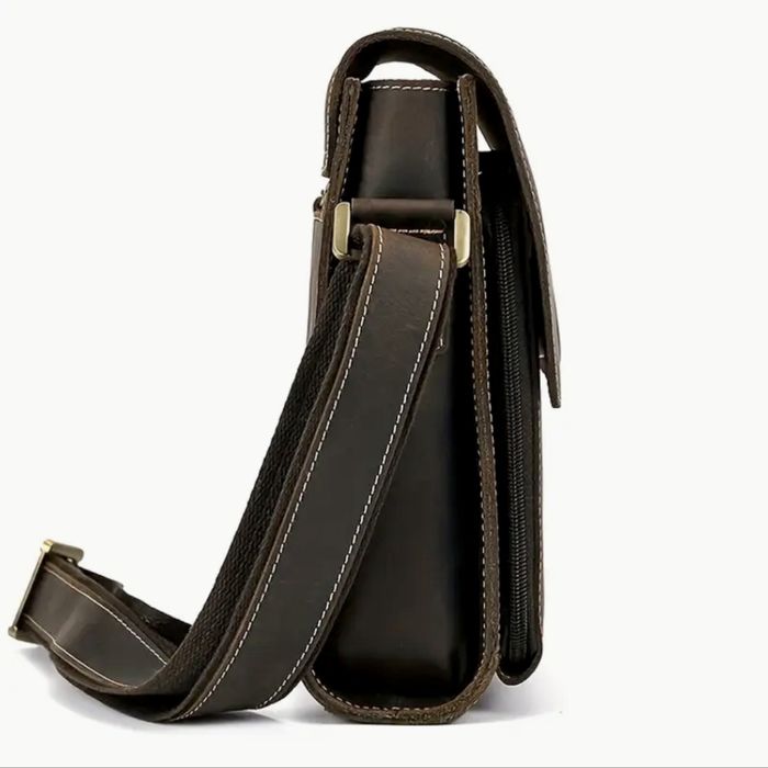 Мъжка луксозна чанта за през рамо•Кафява Crazy Horse кожа -10%Промоция