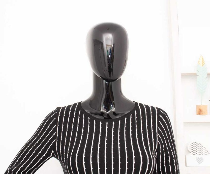 Karen Millen дамска рокля черно бяло монохром дълъг ръкав S