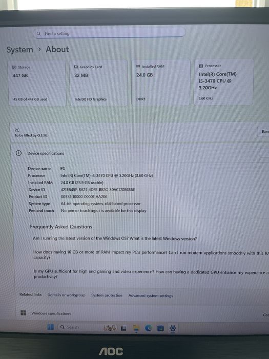 PC Gaming I5, 24 gb RAM, GTX 1070 ti 8 gb, SSD 500 gb